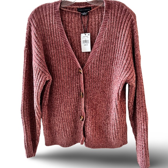 Women's Anthropology SANCTUARY Brown Ribbed Chenille Cardigan Size Small NWT - Picture 1 of 7